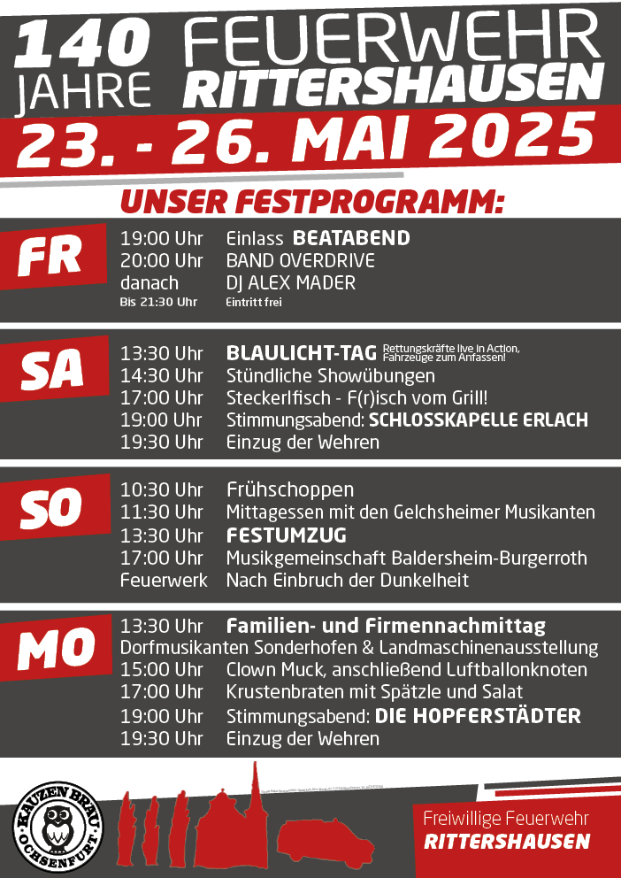 Feuerwehr Rittershausen Feuerwehrfest Ochsenfurter Gau Mai 2025